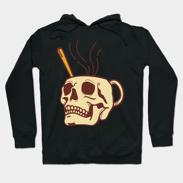 Vintage Skull Cup Hoodie by waltzart